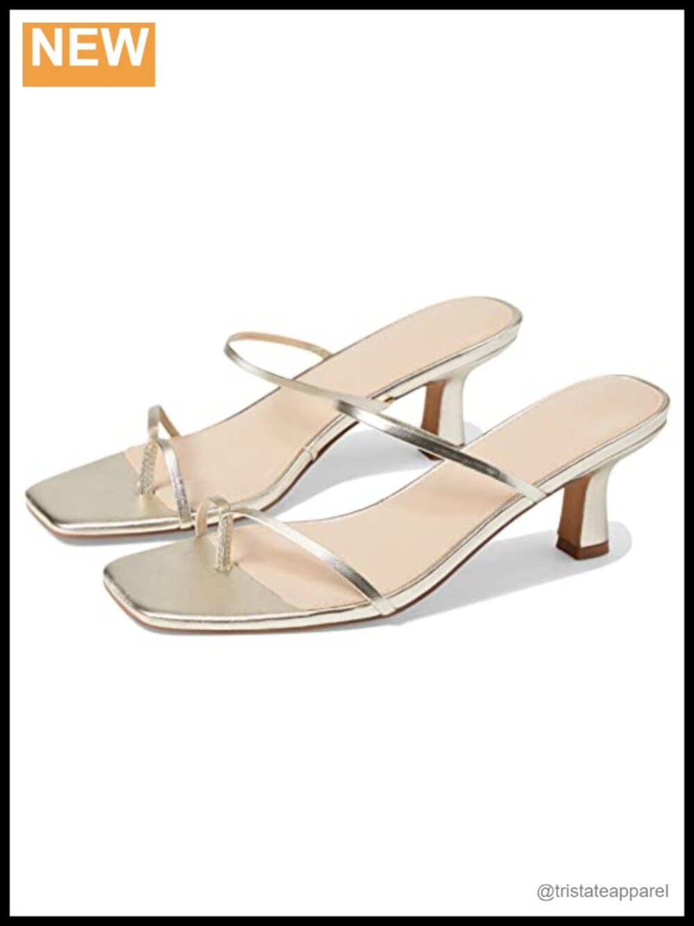 Strappy Heeled Sandal Ankle Strap Slip On Low Heel